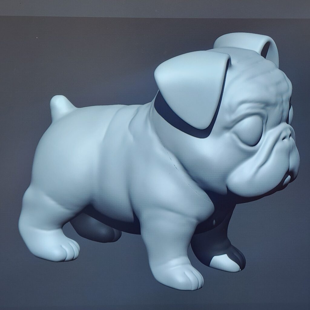Hand-sculpted high poly bulldog 3D model